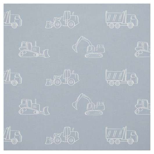 Construction Vehicles Builder Boy Truck Light Blue ファブリック (見本)