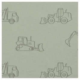 Construction Vehicles Builder Boy Truck Sage Green ファブリック