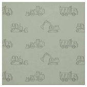 Construction Vehicles Builder Boy Truck Sage Green ファブリック (見本)