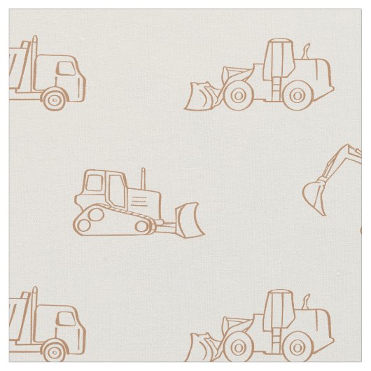 Construction Vehicles Builder Cute Boy Truck Beige ファブリック (クローズアップ)