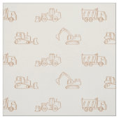 Construction Vehicles Builder Cute Boy Truck Beige ファブリック (見本)