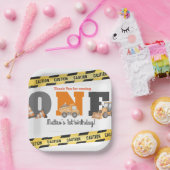 Construction Vehicles First Birthday Dump Truck ペーパープレート (パーティー)