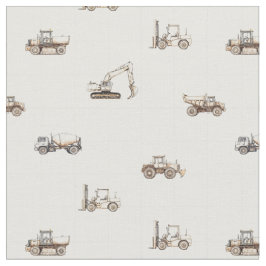 Construction vehicles heavy equipment beige  ファブリック