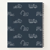 Construction Vehicles School Boys Name Dark Blue ノートブック (裏面)