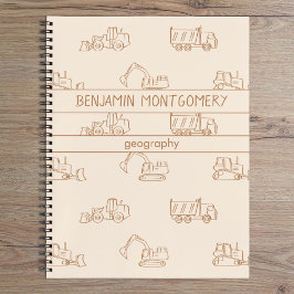 Construction Vehicles Truck School Boys Name Beige ノートブック