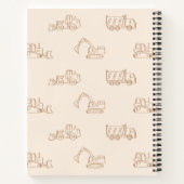 Construction Vehicles Truck School Boys Name Beige ノートブック (裏面)