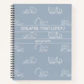 Construction Vehicles Truck School Boys Name Blue ノートブック (正面)