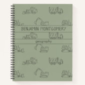 Construction Vehicles Truck School Boys Name Sage ノートブック (正面)