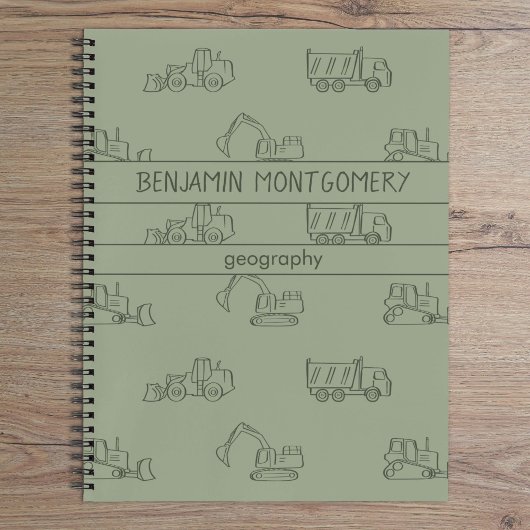 Construction Vehicles Truck School Boys Name Sage ノートブック