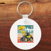Construction Vehicles Valentines Hearts Excavator  キーホルダー (正面)