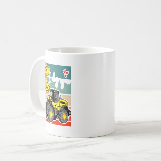 Construction Vehicles Valentines Hearts Excavator  コーヒーマグカップ (正面左)