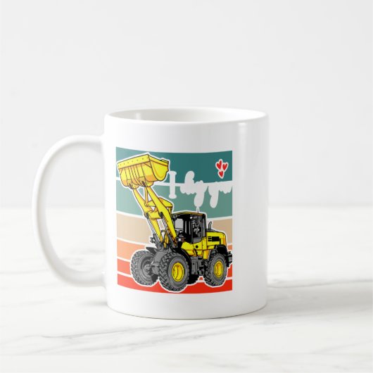 Construction Vehicles Valentines Hearts Excavator  コーヒーマグカップ (左)