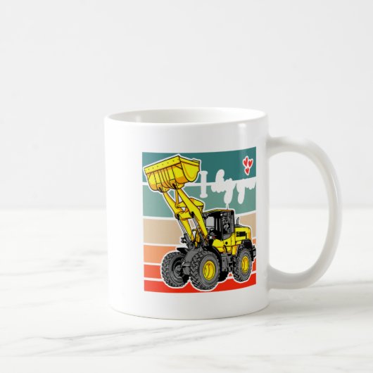 Construction Vehicles Valentines Hearts Excavator  コーヒーマグカップ (右)