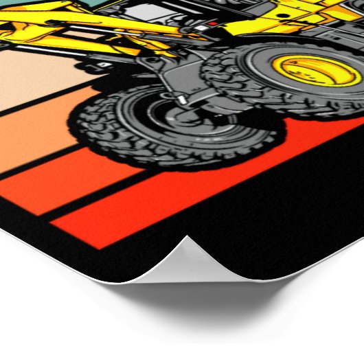 Construction Vehicles Valentines Hearts Excavator  ポスター (角)