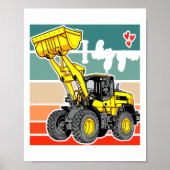 Construction Vehicles Valentines Hearts Excavator ポスター (正面)