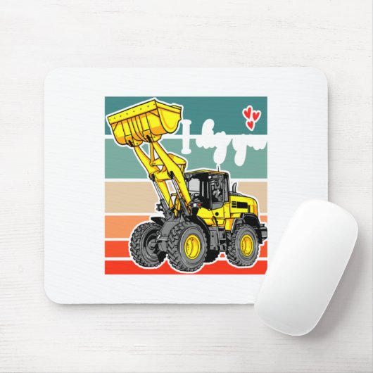 Construction Vehicles Valentines Hearts Excavator  マウスパッド (マウス)