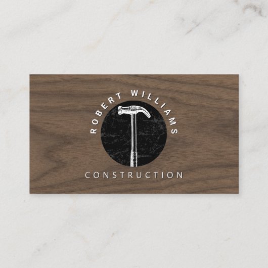 Construction Wood QR Code Business Logo 名刺 (正面)