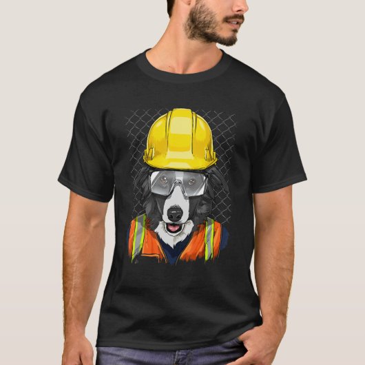 Construction Worker Border Collie Laborer Puppy Do Tシャツ (正面)