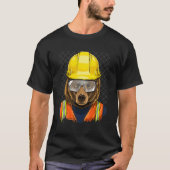 Construction Worker Brown Grizzly Bear Laborer Bea Tシャツ (正面)
