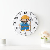 Construction Worker Builder with Shovel ラージ壁時計 (ホーム)