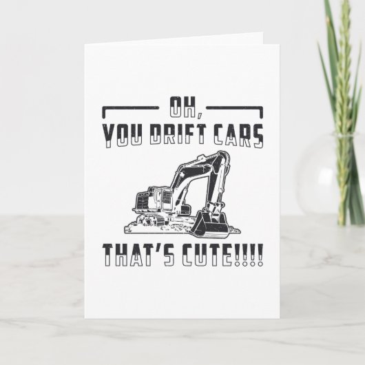 Construction Worker Excavator Drift Cars Cute Dig カード (正面)