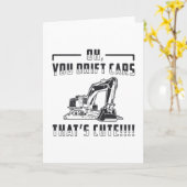 Construction Worker Excavator Drift Cars Cute Dig カード (黄色い花)