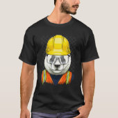 Construction Worker Giant Panda Bear Laborer Panda Tシャツ (正面)