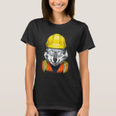 Construction Worker Gray Wolf Laborer Wild Animal  Tシャツ (正面)