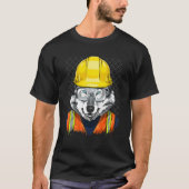 Construction Worker Gray Wolf Laborer Wild Animal  Tシャツ (正面)