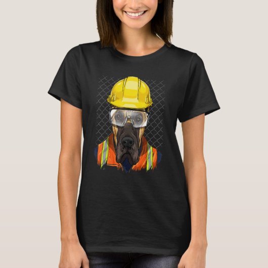 Construction Worker Great Dane Laborer Dog Great D Tシャツ (正面)