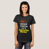 Construction Worker Hard Hat Safety Vest Keep Calm Tシャツ (正面フル)