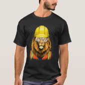 Construction Worker Lion Laborer Wildlife Animal L Tシャツ (正面)