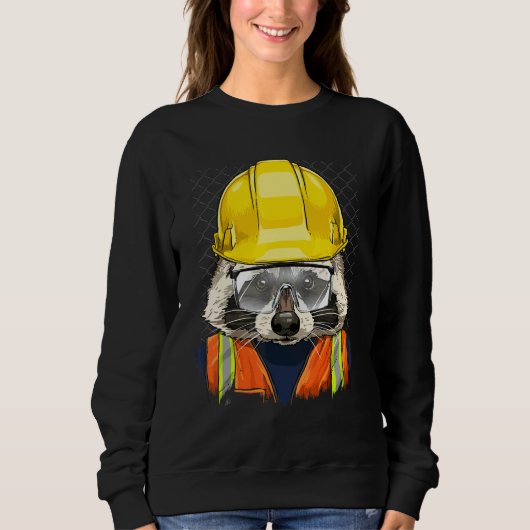 Construction Worker Raccoon Laborer Animal Raccoon スウェットシャツ (正面)