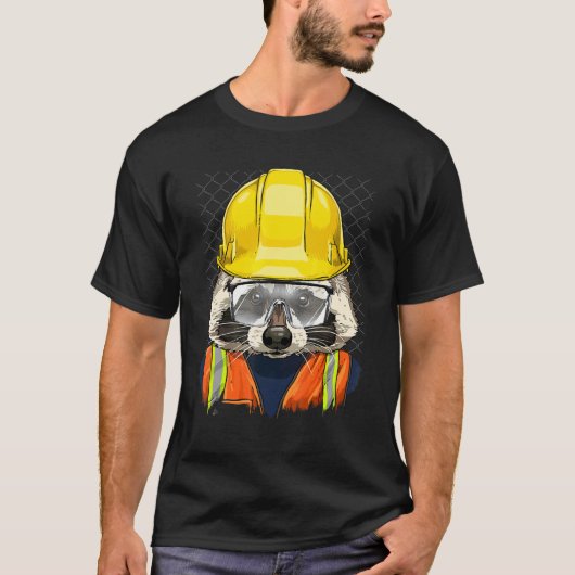 Construction Worker Raccoon Laborer Animal Raccoon Tシャツ (正面)