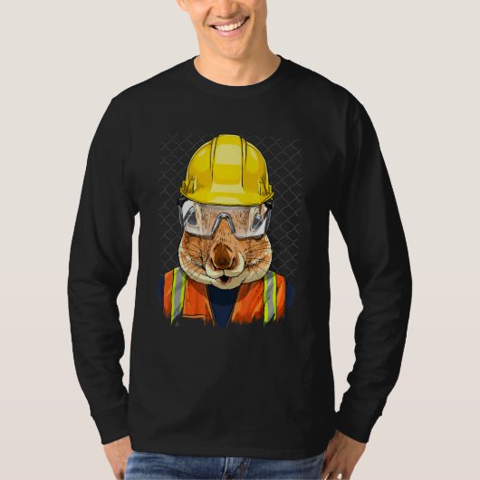Construction Worker Squirrel Laborer Animal Squirr Tシャツ (正面)