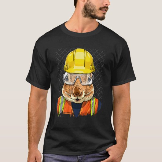 Construction Worker Squirrel Laborer Animal Squirr Tシャツ (正面)