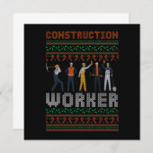 Construction Worker Ugly Christmas Sweater Gift 招待状 (正面/裏面)