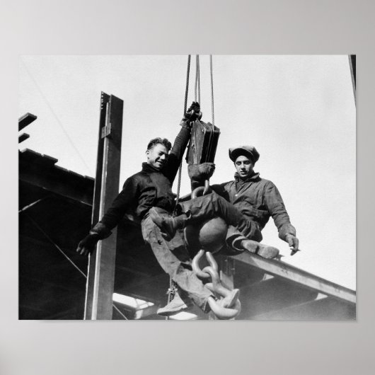 Construction Workers Building Skyscraper ポスター (正面)