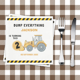 "Construction Zone Party – Dump Truck 2nd Birthday スタンダードランチョンナプキン