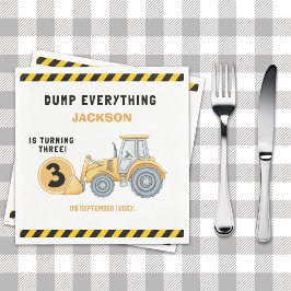 "Construction Zone Party – Dump Truck 3rd Birthday スタンダードランチョンナプキン