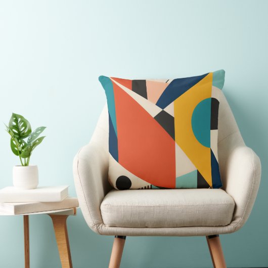 Constructivist Teal Orange Geometric Abstract クッション (椅子)