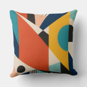 Constructivist Teal Orange Geometric Abstract クッション (裏面)