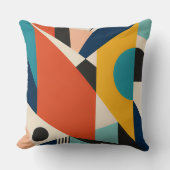 Constructivist Teal Orange Geometric Abstract クッション (正面)