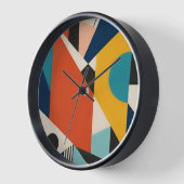 Constructivist Teal Orange Geometric Abstract 壁時計 (傾斜)