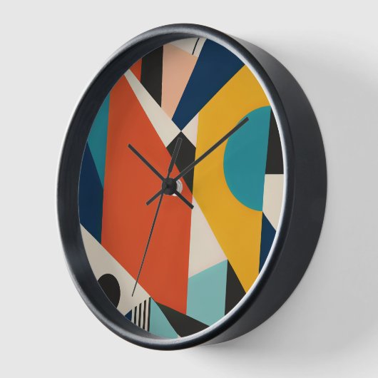 Constructivist Teal Orange Geometric Abstract 壁時計 (傾斜)