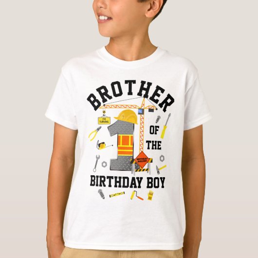 Constructor Brother of the First birthday boy Tシャツ (正面)