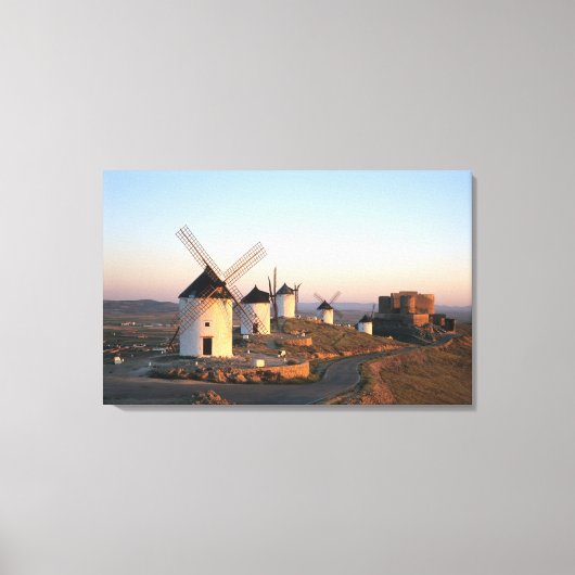 Consuegra, La Mancha，スペイン，風車 キャンバスプリント (正面)