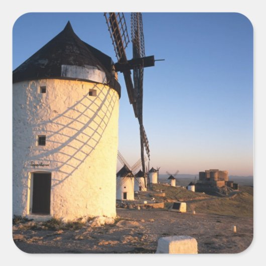 Consuegra, La Mancha，スペイン，風車 スクエアシール (正面)