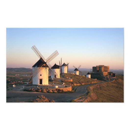 Consuegra, La Mancha，スペイン，風車 フォトプリント (正面)