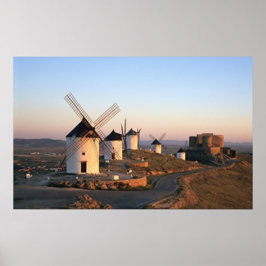 Consuegra, La Mancha,スペイン,風車 ポスター (正面)